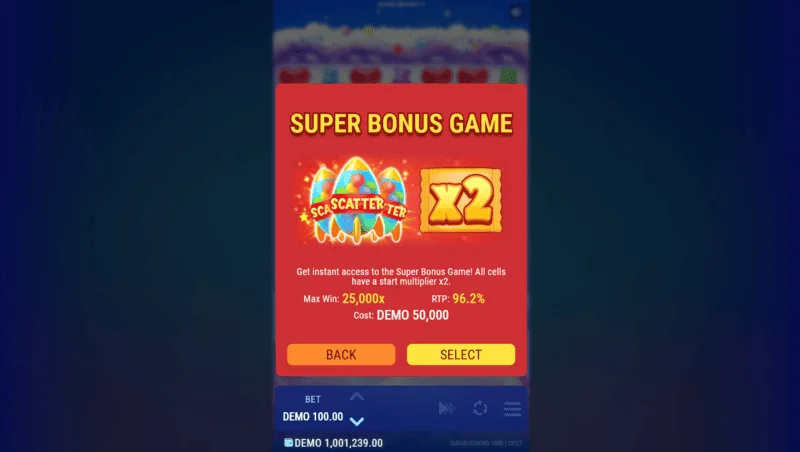 Sugar Stacks 1000 - super bonus buy screen